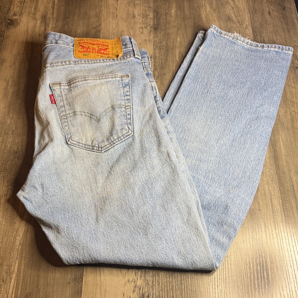Levi's  Y2K  Light Blue Men's 501 Button Fly Straight Leg Jeans
